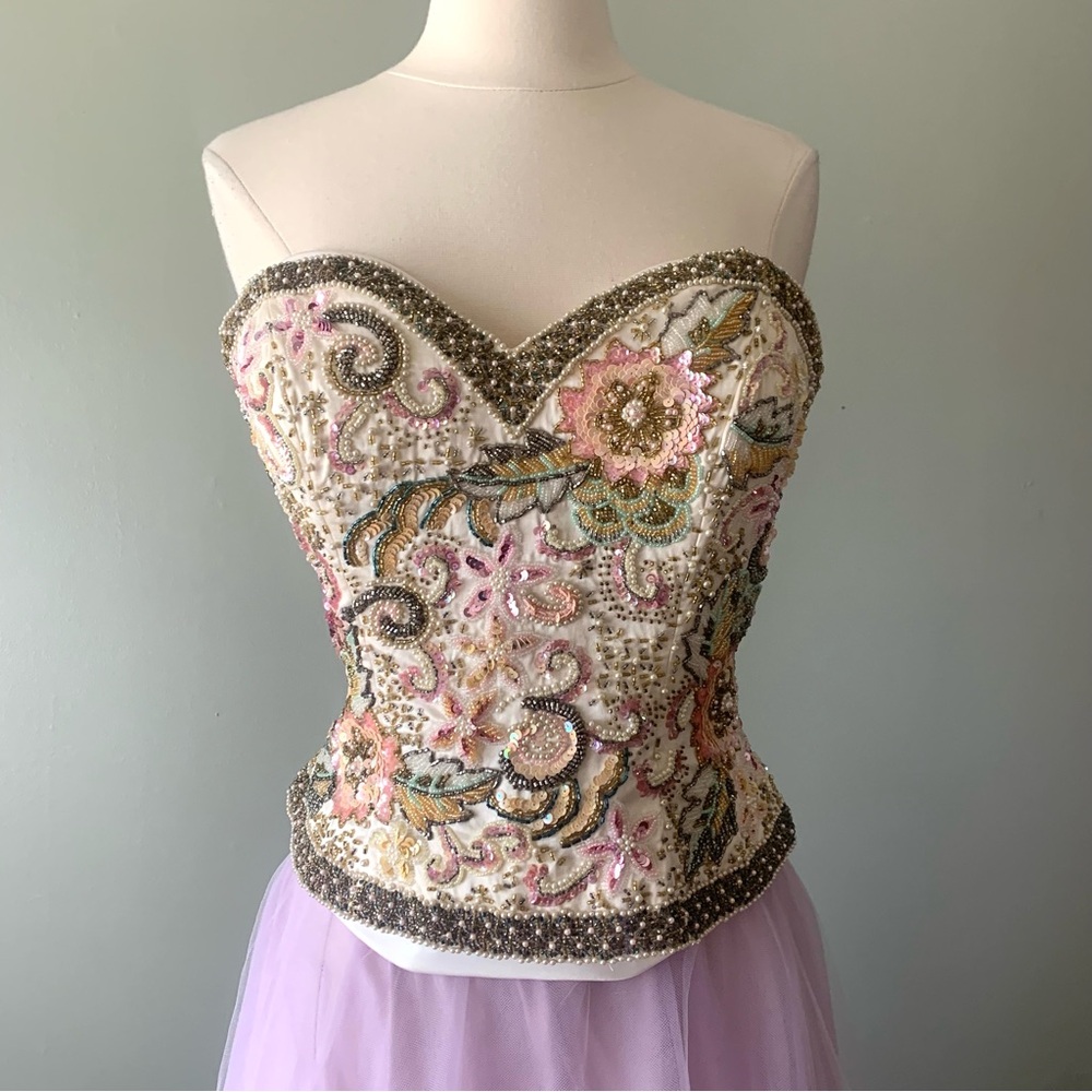 Oleg Cassini Ivory Corset Bustier Prom Bridal - Picture 8 of 8
